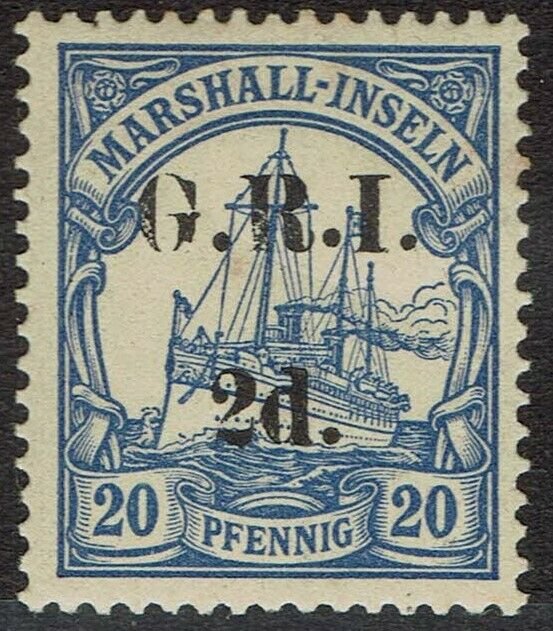 GRI MARSHALL ISLANDS 1914 YACHT 2D ON 20PF 5MM SPACING EXPERTISED