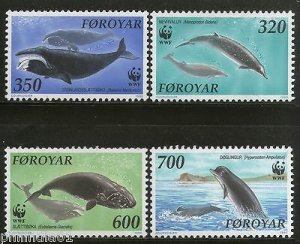 Faroe Islands 1990 Whales Fish Marine Life Sc 208-11 Fauna Mammals WWF MNH #3456