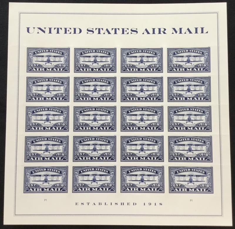 US #5281 MNH Pane of 20 (.50) Air Mail Curtiss JN-4H “Jenny” Blue SCV $20.00