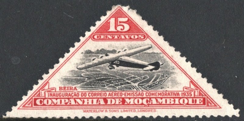 Mozambique Company SC#167 15c Airplane over Beira (1935) Used/Faults