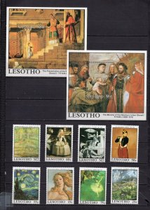 LESOTHO 1988 PAINTINGS SET OF 8 STAMPS & 2 S/S MNH