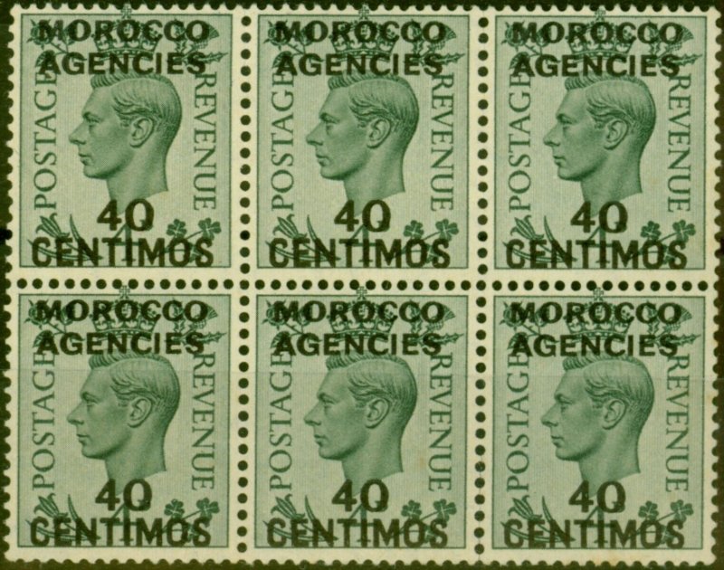 Morocco Agencies 1940 40c on 4d Grey-Green SG169 Fine MNH Block of 6