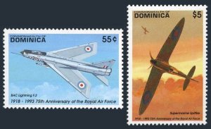 Dominica 1569,1574,1575,MNH.Mi 1694-1695,Bl.236. Royal Air Force,75th Ann.1993.