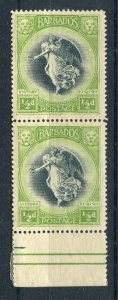 BARBADOS: 1920 early Victory issue 1/2d. Mint Marginal Pair