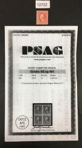 MOMEN: US STAMPS # 463 MINT OG NH **PSAG CERT** LOT #12722