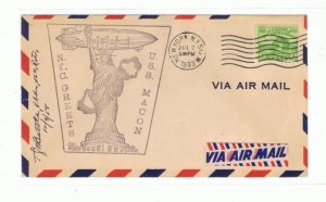 1933 USS Macon Zeppelin flown cover to New York signed V Adm Thomas Tex Settle