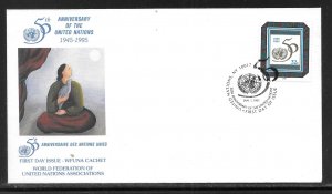 United Nations NY 655 50th UN WFUNA Cachet FDC First Day Cover