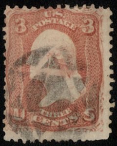 US #65 FANCY REVERSE 5 pt STAR,  socked on the nose, super nice looking stamp...