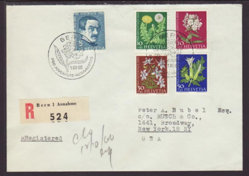 Switzerland to New York,NY 1960 Registered Cover
