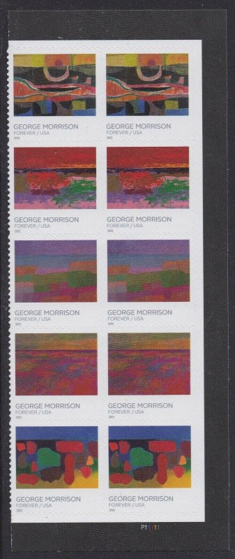 US 5688-5692 5692b George Morrison F plate block LR (10) MNH 2022