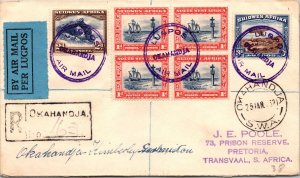 1932 Okahandja South West Africa Air mail FFC First Flight Cover to Transvaal SA