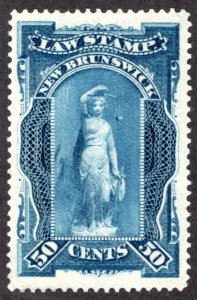 NBL3, 50c, blue, Uncancelled, NG, New Brunswick Law Revenue  Stamp