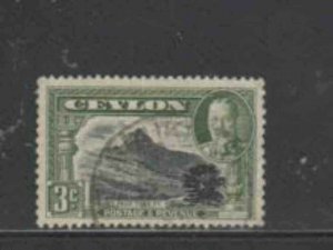 CEYLON #265 1935 3c KING GEORGE VI & ADAMS PEAK F-VF USED e