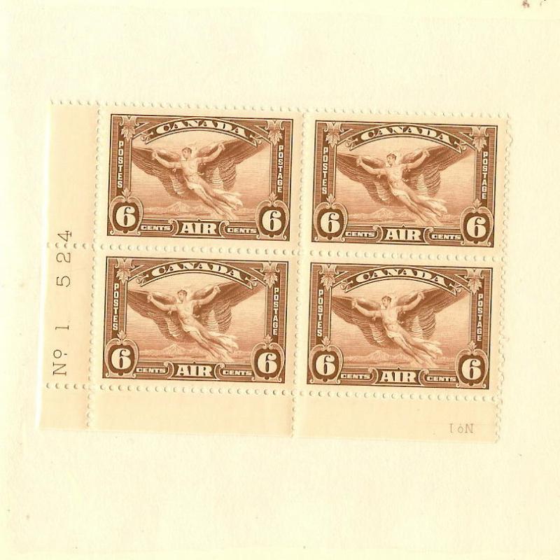 Canada Air Mail Stamp #C5 Plate Block