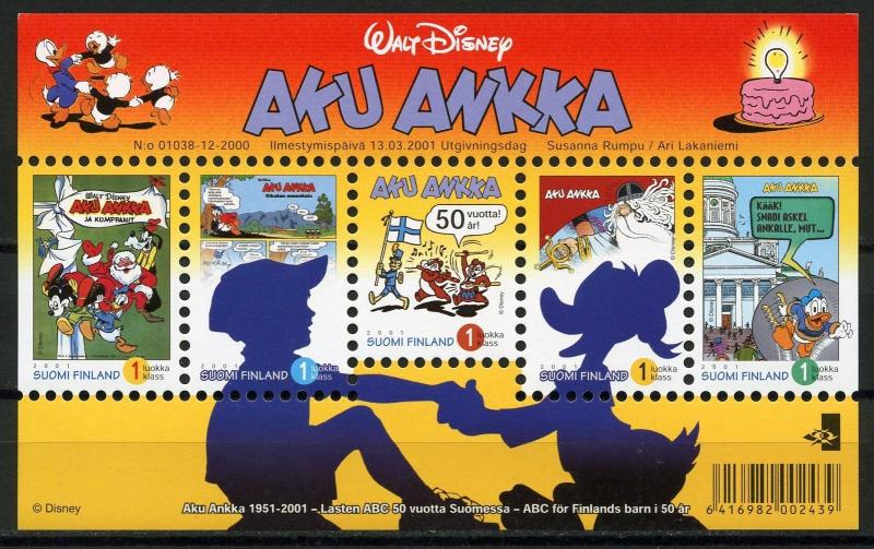 FINLAND DISNEY SOUVENIR SHEET MINT NH 