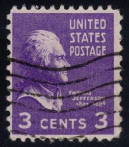 US #807 Thomas Jefferson; Used