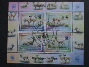 NIGER STAMP-1998 SC#986b WWF-WORLD WILD LIFE FUND- ANIMALS  S/S CAT. $40 VF