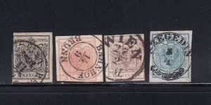 Austria Scott # 2 - 5 used neat cancels with nice color cv $ 103 ! see pic !