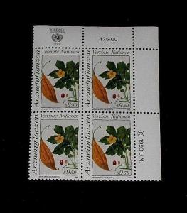 U.N. 1990, VIENNA #102, MEDICINAL PLANTS. INSC. BLK/4, NICE!! LQQK!!