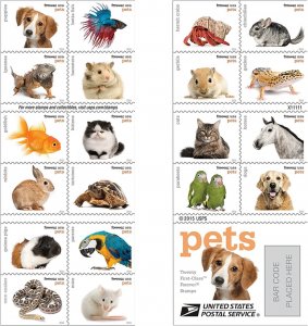 20 Forever USPS stamps Pets celebrate animals  1 sheet of 20 stamps