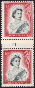 New Zealand SG732 1/- Coil Pair control 12 inverted U/M