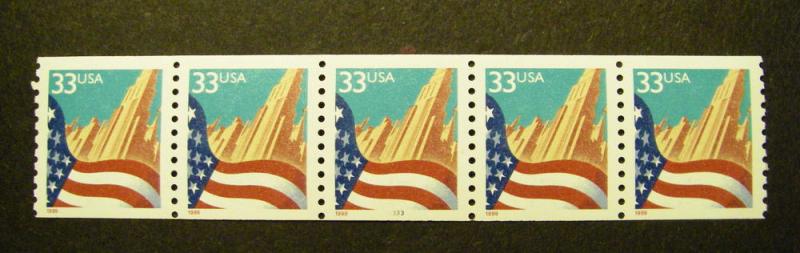 Scott 3280a, 33 cent Flag o/City, PNC5 #3333 MNH, NICE