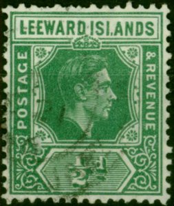 Leeward Islands 1938 1/2d Emerald SG96a 'ISI.ANDS Flaw' Fine Used