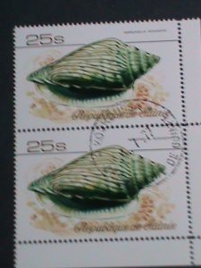 ​GUINEA STAMP-1977 BEAUTIFUL SEA SHELL CTO BLOCK OF TWO VERY FINE