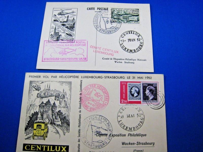 FRANCE/LUXEMBOURG - 2 FDC POSTCARDS - FIRST HELICOPTER FLIGHT    (tinv)