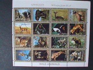 AJMAN STATE-1973 WORLD RARE WILD ANIMALS CTO MINI SHEET VERY FINE