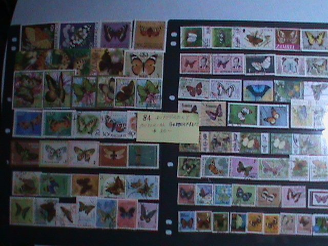 ​WORLDWIDE COLORFUL BEAUTIFUL LOVELY BUTTERFLIES 80 DIFFERENT  USED VF EST. $62