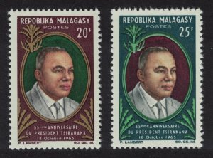 Malagasy Rep. President Tsiranana's 55th Birthday 2v 1965 MNH SG#98-99