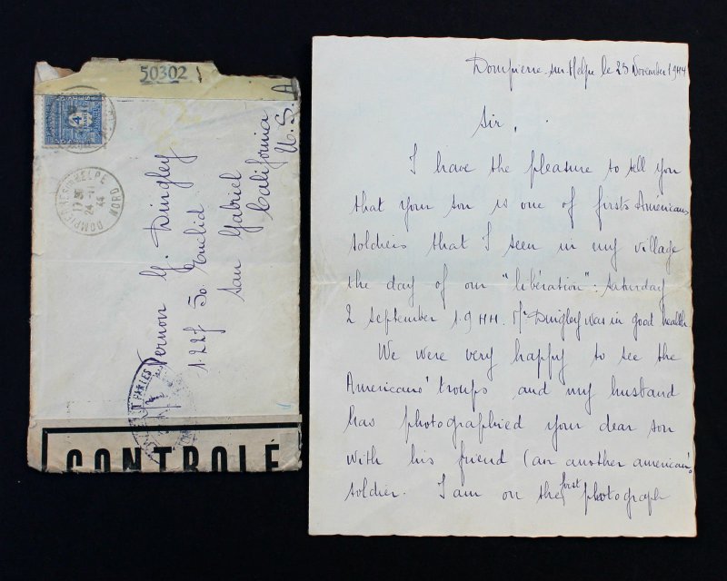 France #2N8 Nov 23, 1944 Letter from French Mom to US GI's Father ...