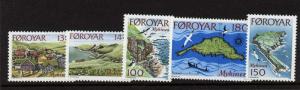 Faroe Islands 31-5 MNH Birds, Boat, Map, Architecture