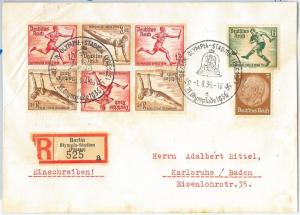 59950  - GERMANY - POSTAL HISTORY - REGISTERED COVER: OLYMPIC GAMES 1936