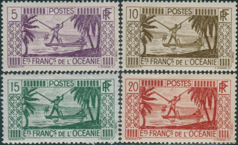 French Oceania 1934 SG87-90 Spearing Fish MLH