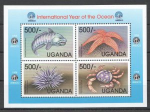 O1191 1998 Uganda Fish & Marine Life Unesco Year Of The Ocean 1Kb Mnh