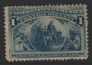 USA Sc #230 MH - paper adhesion reverse