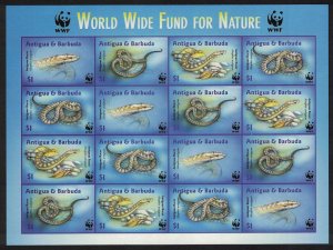 Antigua and Barbuda WWF Antiguan Racer Imperf Sheetlet of 4 sets 2002 MNH