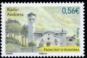 (French) Andorra Scott 675 MNH**Radio Andorra building 2010 stamp