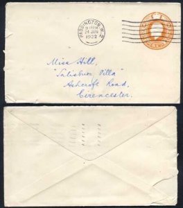 EP62 KGV 1920 2d Post Office Issue Envelope Size E USED RARE