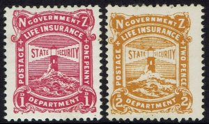 NEW ZEALAND 1913 LIGHTHOUSE 1D AND 2D WMK SINGLE STAR NZ PERF 14 X 15