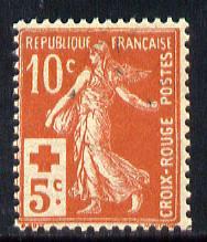France 1914 Red Cross Fund 10c + 5c red mounted mint SG352