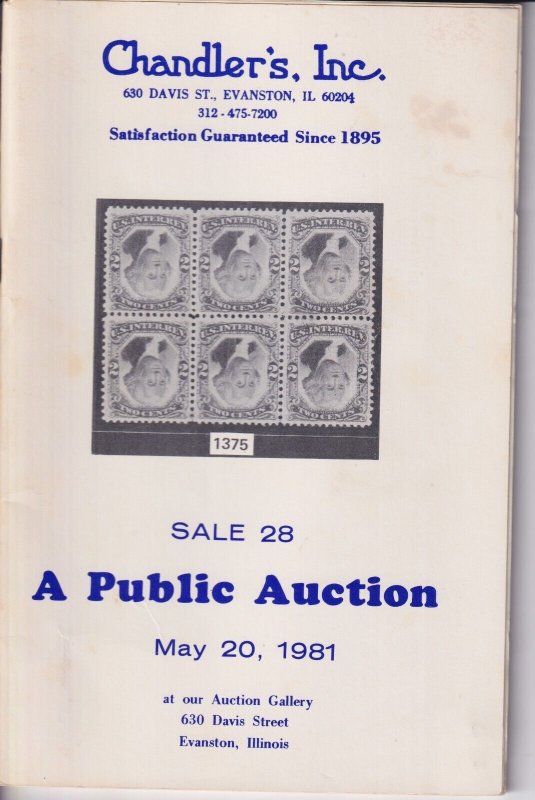 Chandler's Inc. US Revenue Stamps Auction, 692 lots, all revenues w/PR, 1981.