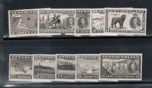 Newfoundland #234P - #243P Extra Fine Plate Proofs In Black On Bond Paper