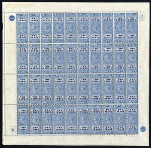 Antigua 1870 2d Stamp Duty Sheet of 40