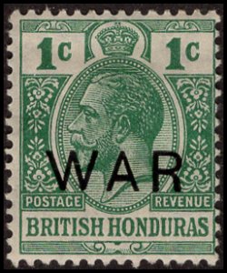 British Honduras MR4 - Mint-H - 1c George V (Ovpt: War (Large)) (1918)