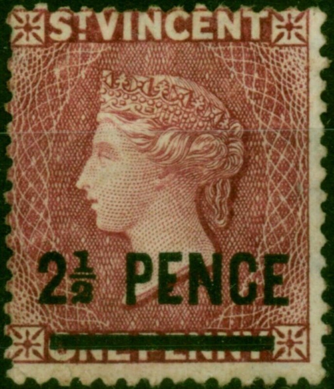 St Vincent 1883 2 1/2d on 1d Lake SG40 Fine Unused