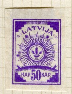 LATVIA; 1919 early Imperf Second issue Thin Paper Mint hinged 50k. value