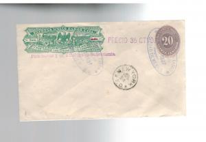 1887 Mexico Wells Fargo Express Mail Cover to USA 20 Centavos